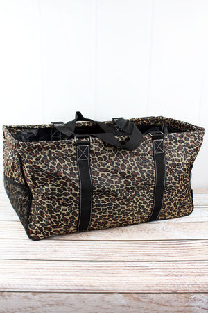 NGIL Leopard Love Collapsible Haul-It-All Basket with Mesh Pockets - Wholesale Accessory Market