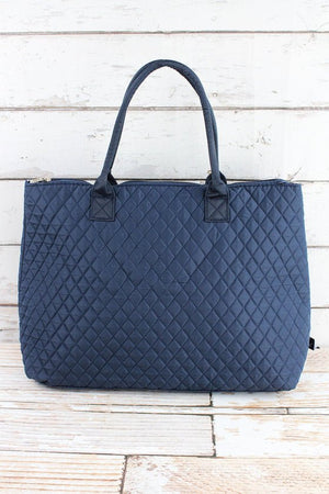 NGIL Navy Quilted Large Shoulder Tote - Wholesale Accessory Market