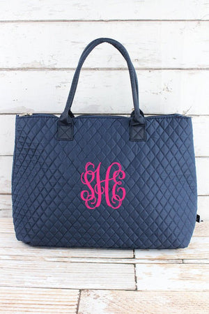 NGIL Navy Quilted Large Shoulder Tote - Wholesale Accessory Market