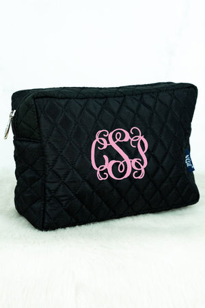 Black Quilted Cosmetic Case