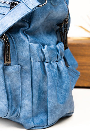 The Best Day Blue Faux Leather Backpack Tote - Wholesale Accessory Market