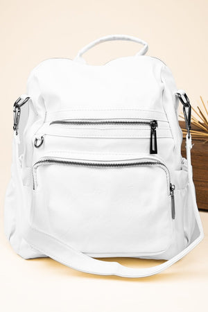 The Best Day White Faux Leather Backpack Tote - Wholesale Accessory Market