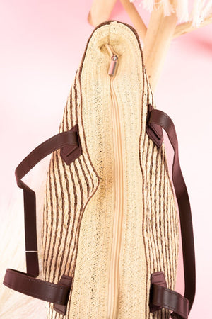 25% OFF! West Palm Beach Beige Striped Straw Tote - Wholesale Accessory Market