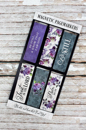 Be Still Floral 6 Piece Magnetic Page-Marker Set - Wholesale Accessory Market