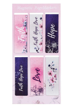 Faith Hope Love Floral 6 Piece Magnetic Page-Marker Set - Wholesale Accessory Market