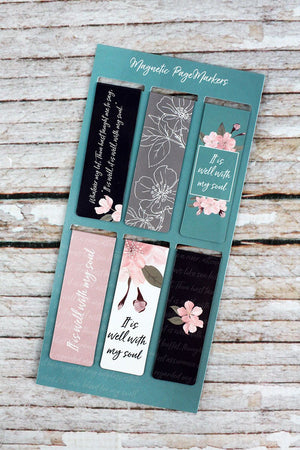 It Is Well With My Soul Floral 6 Piece Magnetic Page-Marker Set - Wholesale Accessory Market