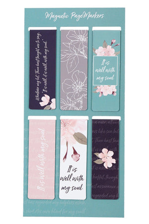 It Is Well With My Soul Floral 6 Piece Magnetic Page-Marker Set - Wholesale Accessory Market