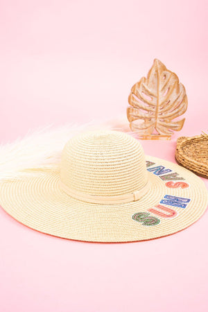 Sequin Sun Sand Sea Beige Floppy Hat - Wholesale Accessory Market