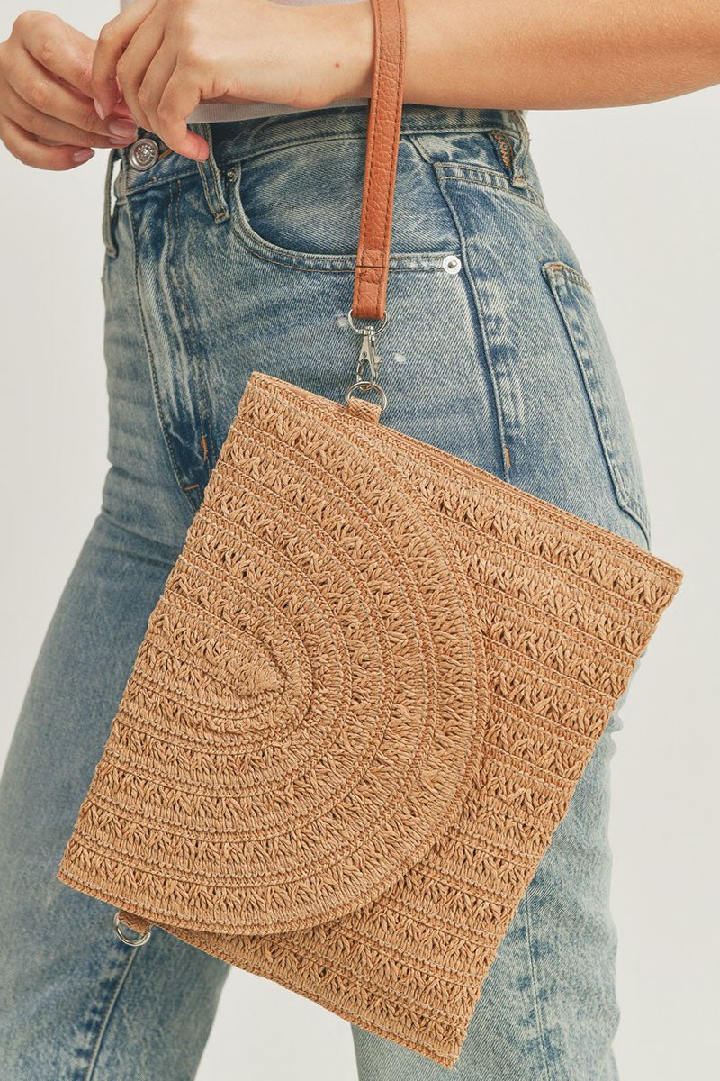 Catalina Island Beige Straw Envelope Crossbody Clutch Wholesale