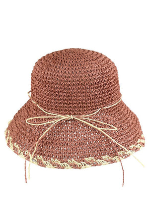 Honduras Shores Mauve Straw Bucket Hat - Wholesale Accessory Market