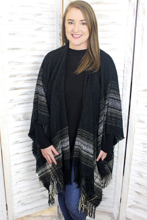 Glasgow Freeze Ruana, Black - Wholesale Accessory Market