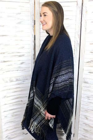 SALE! Glasgow Freeze Ruana, Navy - Wholesale Accessory Market