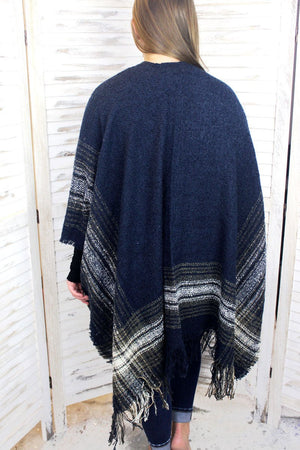 SALE! Glasgow Freeze Ruana, Navy - Wholesale Accessory Market