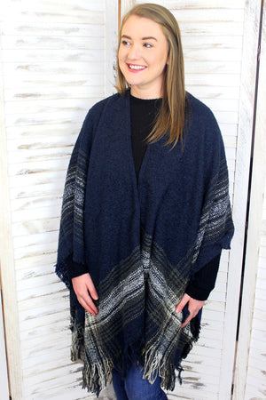 SALE! Glasgow Freeze Ruana, Navy - Wholesale Accessory Market