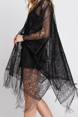 Bay Breeze Black Lace Kimono - Wholesale Accessory Market