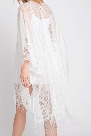 Bay Breeze White Lace Kimono - Wholesale Accessory Market