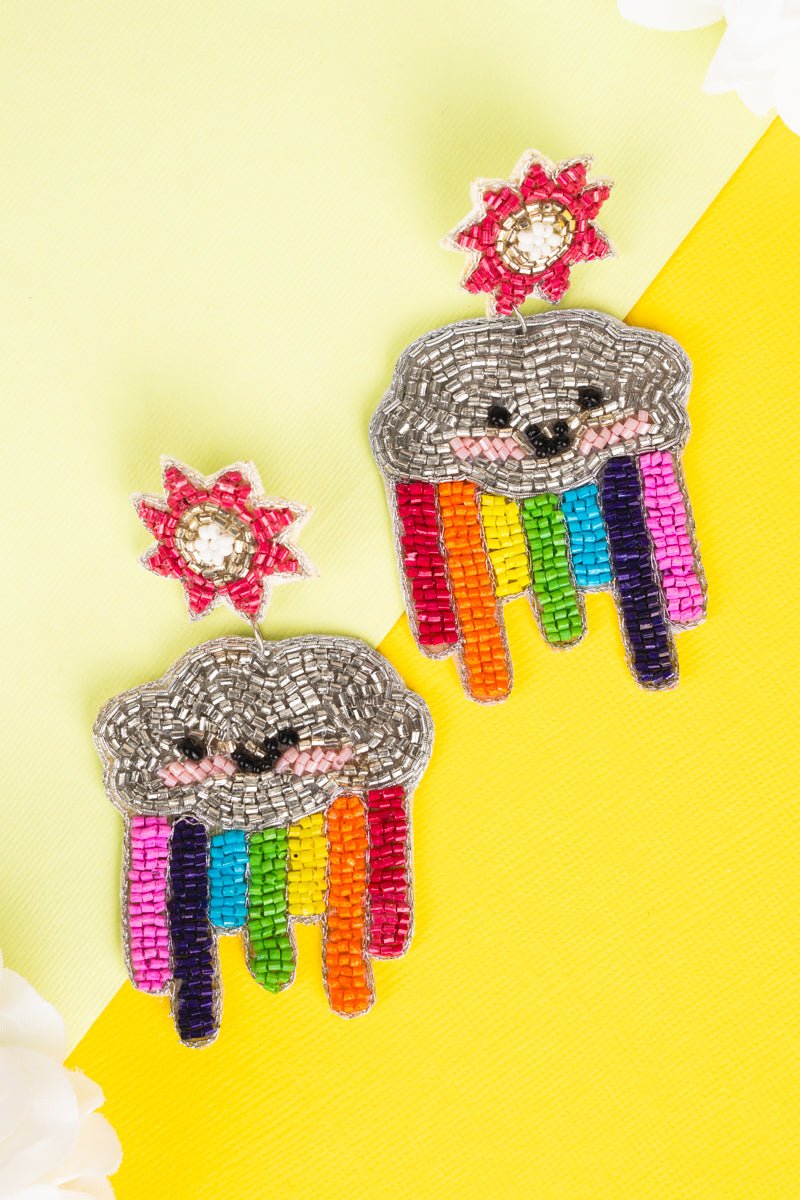 Cute Rainbow Cloud Seed Bead Earrings Wholesale Accessory Market