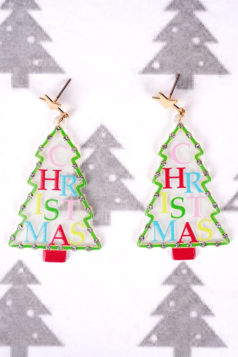Christmas Tree Acrylic Earrings - Wholesale Accessory Market