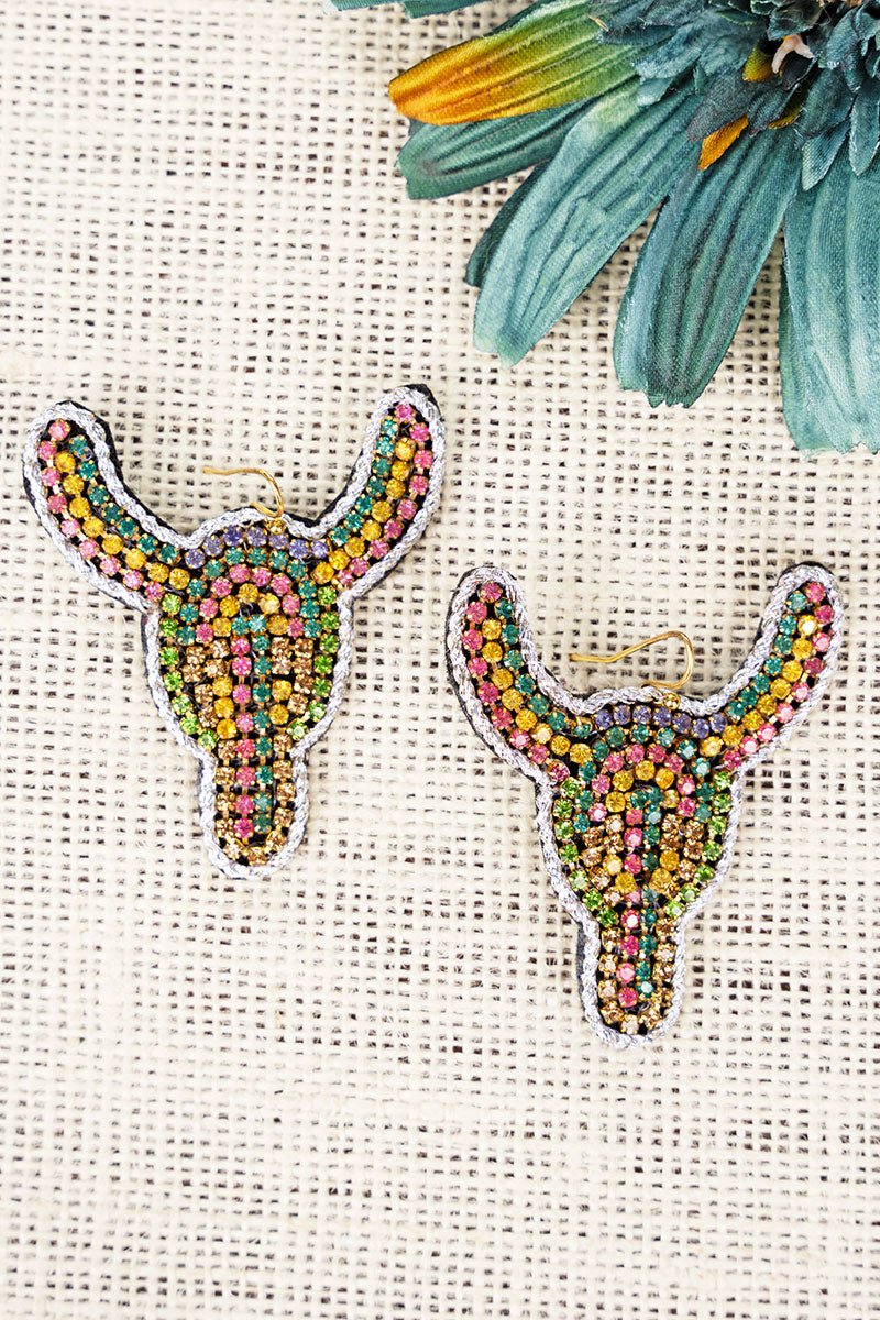 50% OFF! Light Multi-Color Crystal Stripe Steer Earrings - Wholesale Accessory Market