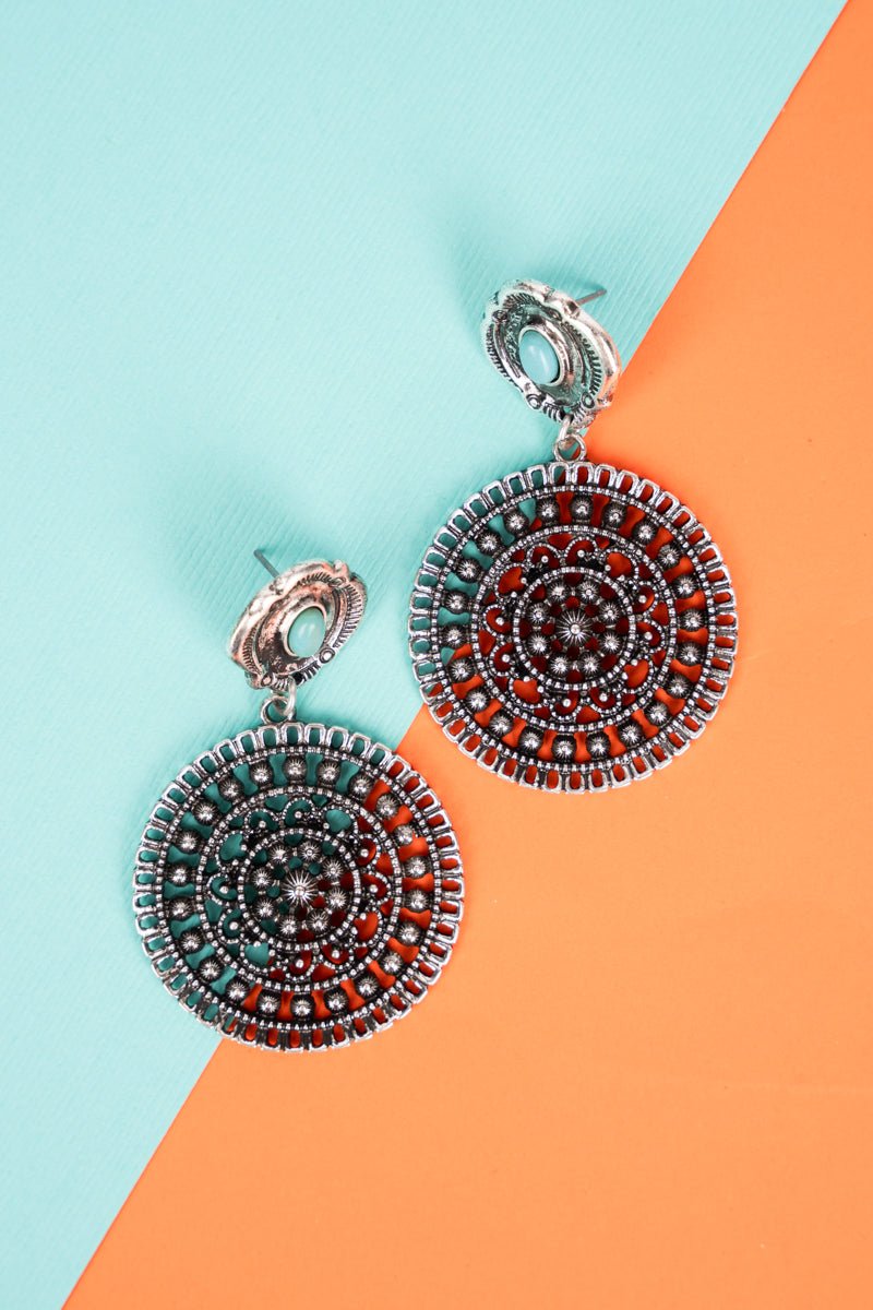 SALE! Medero Turquoise and Silvertone Earrings - Wholesale Accessory Market
