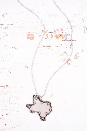 50% OFF! Crystal Accented Burnished Silvertone Texas Pendant Necklace - Wholesale Accessory Market