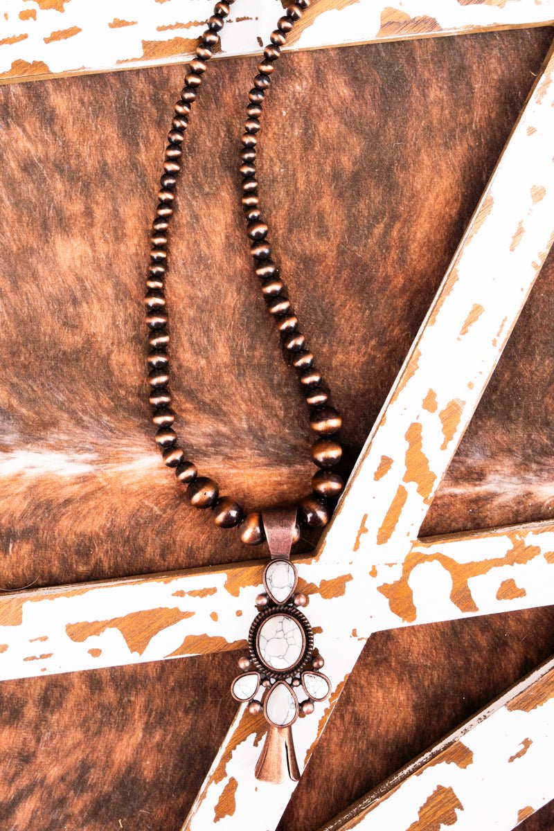 White Burnished Coppertone Lowell Squash Blossom Necklace Wholesale Accessory Market