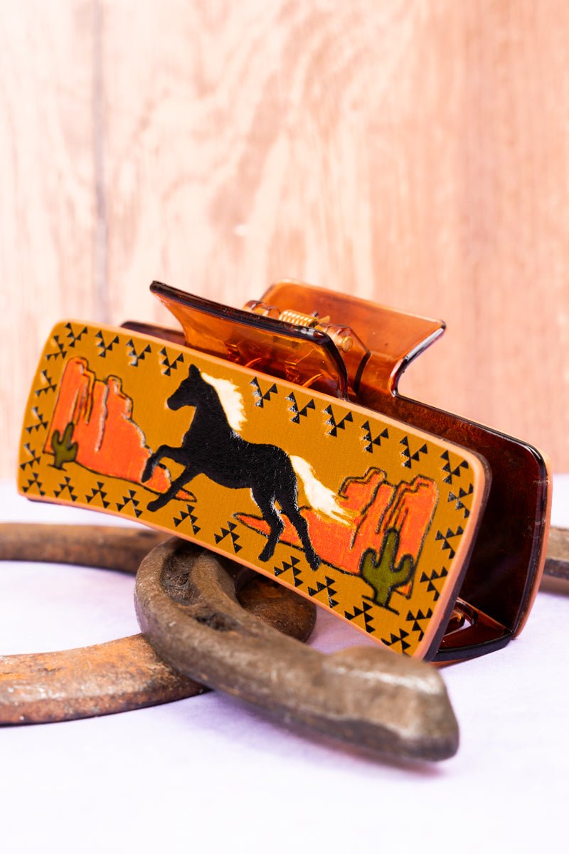 Wild Horse Desert Embossed Hair Claw Wholesale Accessory Market