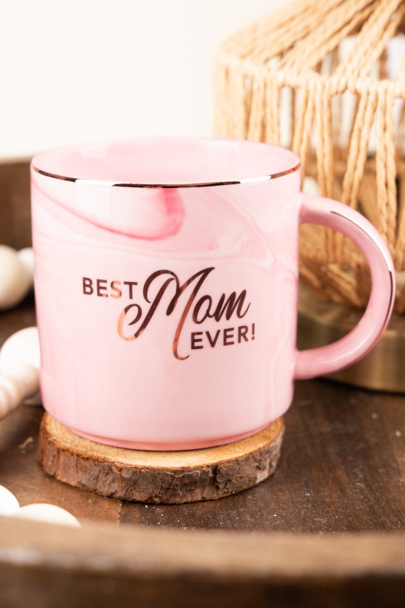 Best Mom Ever Pink Marbled Ceramic Mug