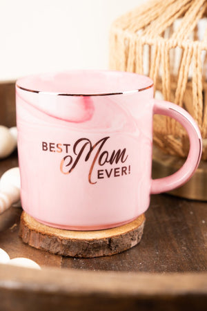 Best Mom Ever Pink Marbled Ceramic Mug - Wholesale Accessory Market