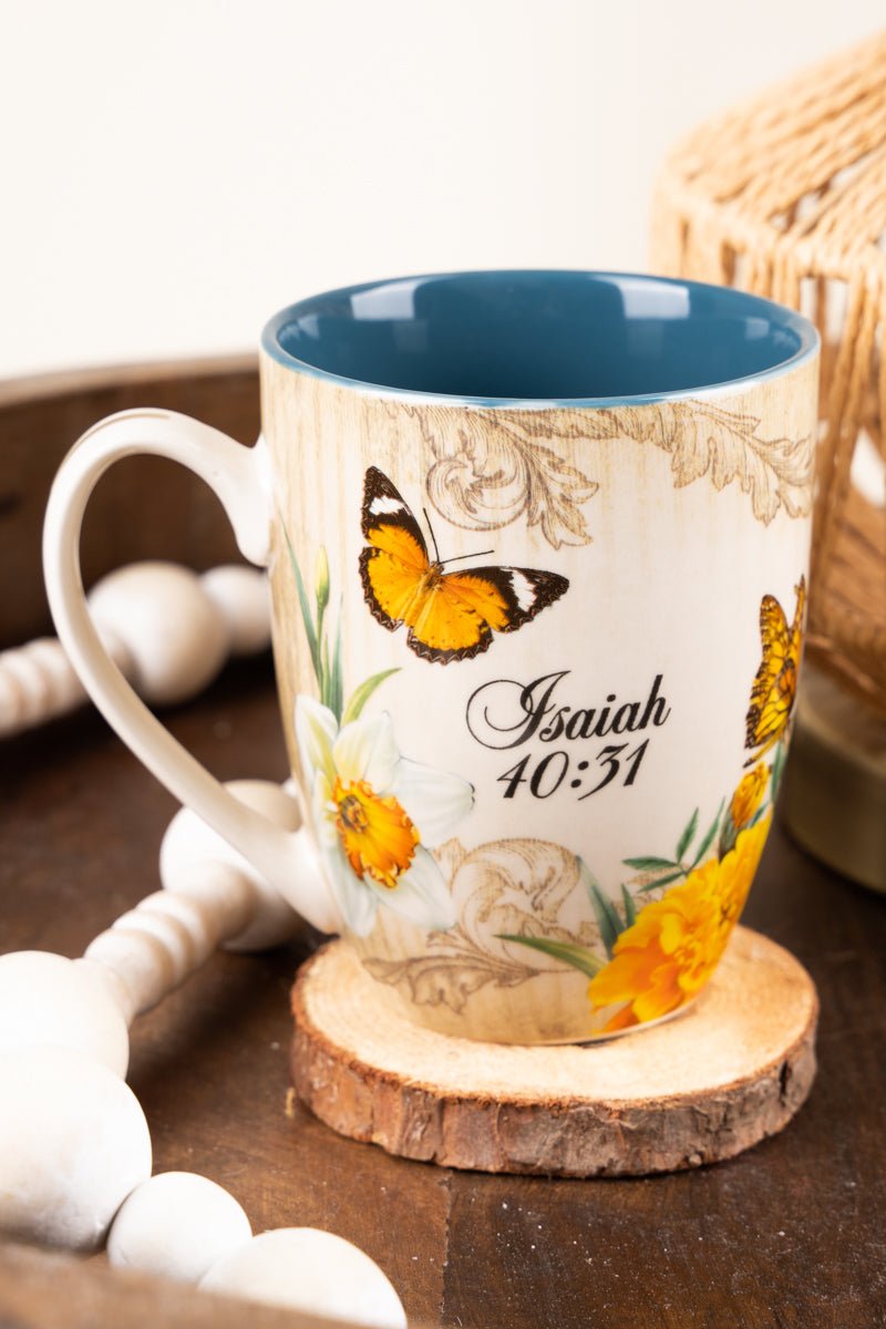 Hope in the Lord Mediterranean Blue Floral Mug - Wholesale Accessory Market