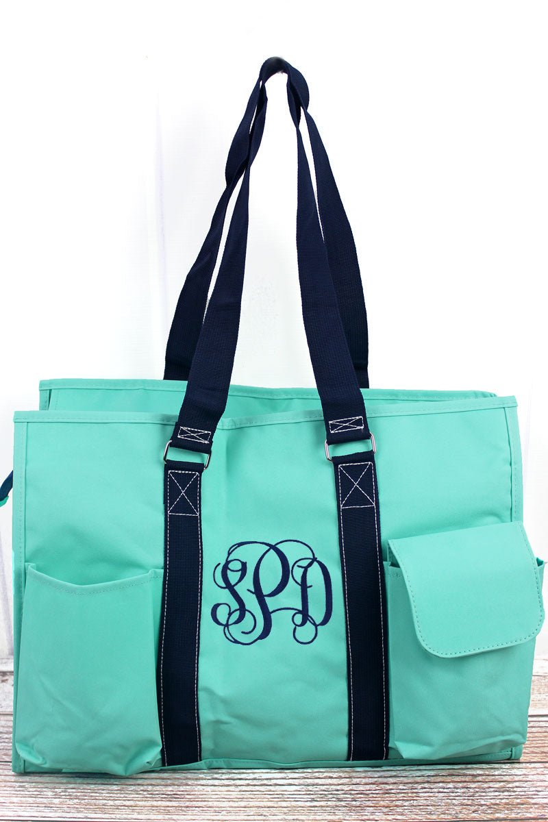 Scrub Life Mint with Navy Trim Large Organizer Tote | Wholesale ...