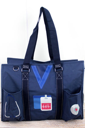 NGIL Scrub Life Navy with Navy Trim Large Organizer Tote - Wholesale Accessory Market