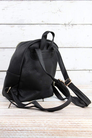 NGIL Black Faux Leather Small Backpack - Wholesale Accessory Market