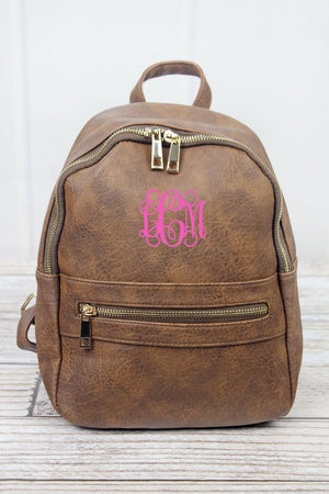 NGIL Brown Faux Leather Small Backpack - Wholesale Accessory Market