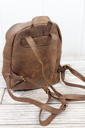 NGIL Brown Faux Leather Small Backpack - Wholesale Accessory Market