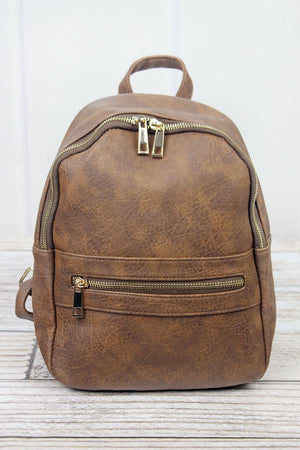 NGIL Brown Faux Leather Small Backpack - Wholesale Accessory Market