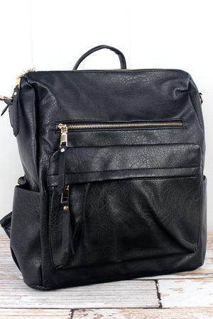 NGIL Black Faux Leather Backpack Tote - Wholesale Accessory Market