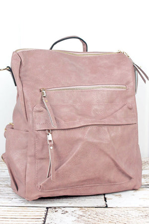NGIL Blush Pink Faux Leather Backpack Tote - Wholesale Accessory Market