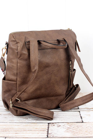 NGIL Brown Faux Leather Backpack Tote - Wholesale Accessory Market