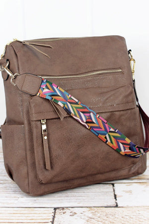 NGIL Brown Faux Leather Backpack Tote - Wholesale Accessory Market