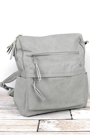 NGIL Gray Faux Leather Backpack Tote - Wholesale Accessory Market