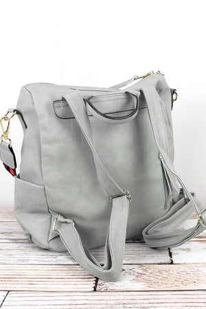 NGIL Gray Faux Leather Backpack Tote - Wholesale Accessory Market