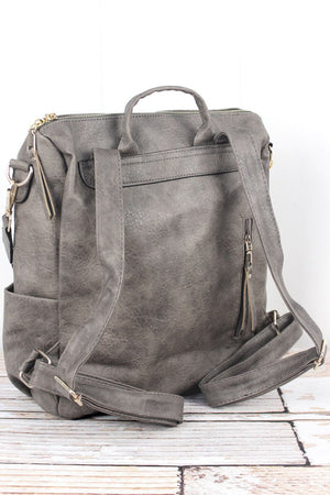 NGIL Taupe Gray Faux Leather Backpack Tote - Wholesale Accessory Market