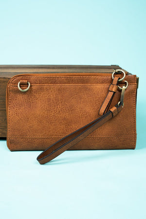 NGIL Light Brown Faux Leather Cassi Clutch - Wholesale Accessory Market