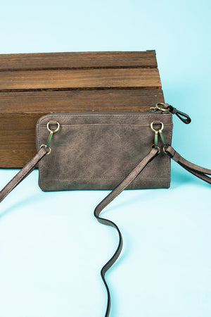 NGIL Taupe Gray Faux Leather Cassi Clutch - Wholesale Accessory Market