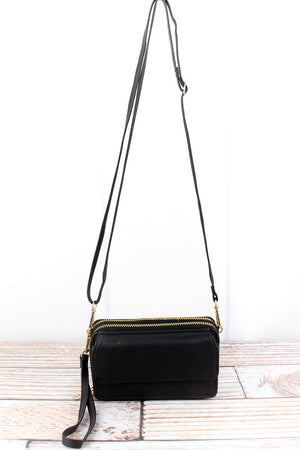 NGIL Black Faux Leather Crossbody Organizer Clutch - Wholesale Accessory Market