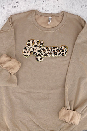Cheetah Mama Large Chenille Patch Unisex NuBlend Crew Sweatshirt - Wholesale Accessory Market