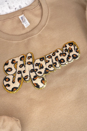 Cheetah Mama Large Chenille Patch Unisex NuBlend Crew Sweatshirt - Wholesale Accessory Market