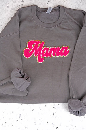 Pink Mama Large Chenille Patch Unisex NuBlend Crew Sweatshirt - Wholesale Accessory Market