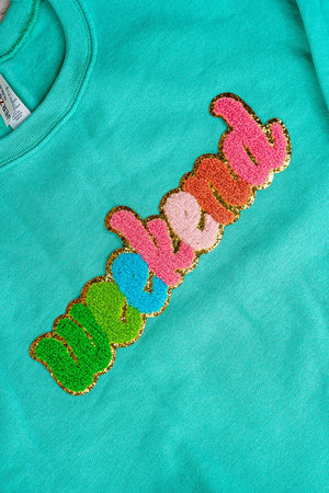 Colorful Weekend Large Chenille Patch Unisex NuBlend Crew Sweatshirt - Wholesale Accessory Market